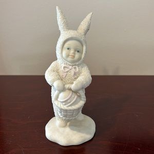 Dept 56 Snowbabies Snow Bunny Figurine 1994 Vintage Easter Bunny Basket